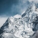 Mount Everest peak with snow