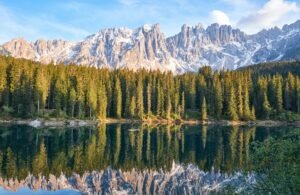 Lake and mountains in Karersee Italy